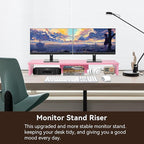 Qupui Dual Monitor Stand Riser, Large Computer Monitor Stand - Image 3