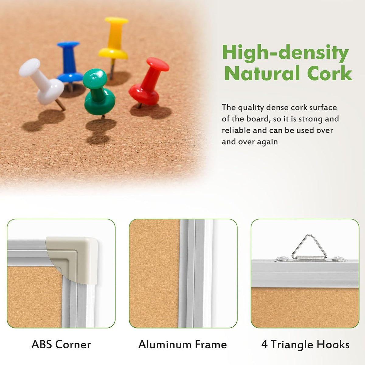Double-Sided Large Foldable Cork Board, 48" x 36"