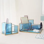 Gold & Blue Glass Desk Organizer - Image 8