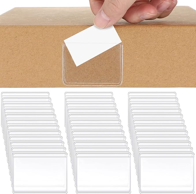 Jeyiour 100 Pcs Label Holders Adhesive Nameplate Pockets Storage Bin Labels by Jeyiour