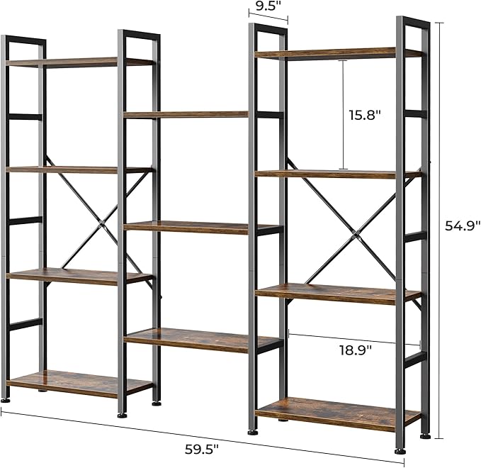 SUPERJARE Triple 4 Tier Bookshelf, Bookcase - Image 3