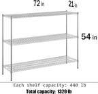 Regal Altair 21" Deep x 72" Wide x 54" Height Wire Shelving Kit | 3-Tier | NSF - Image 3