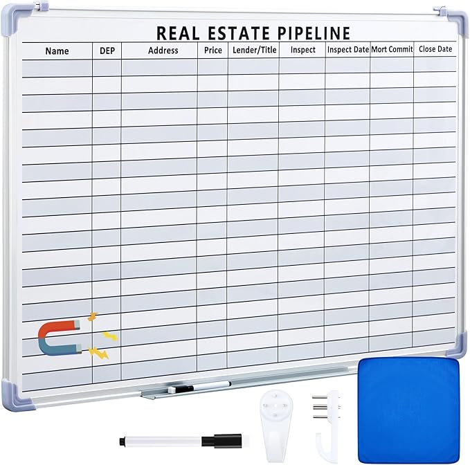 Lincia 36"x 24" Real Estate Whiteboard Lined White Board Dry Erase Real Estate by Lincia