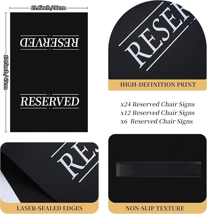 12 Pcs Reserved Seating Signs Reserved Chair Sign Printed Placeholder - Image 3