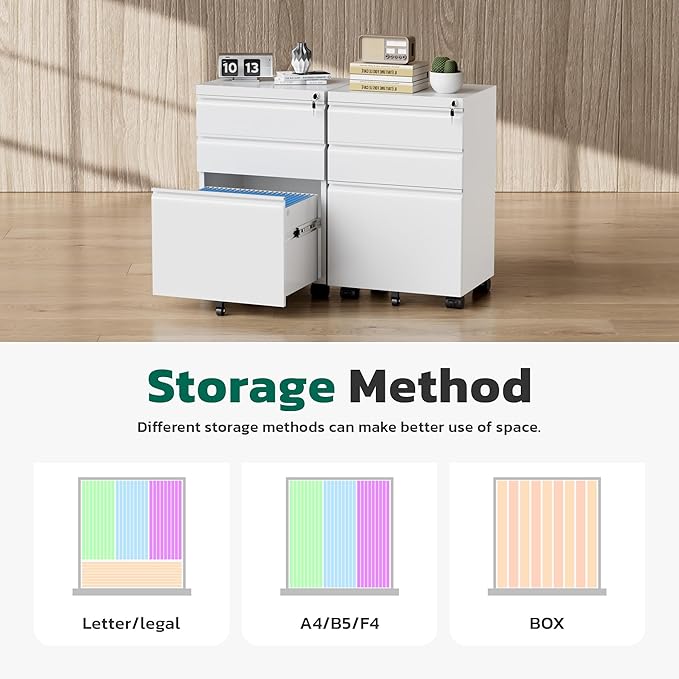Greenvelly 3 Drawer Mobile File Cabinet - Image 6