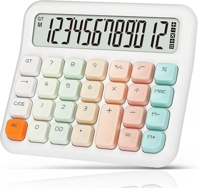 Pendancy Calculators Desktop 12 Digit, Gradient Pink Cute Basic Calculator by Pendancy
