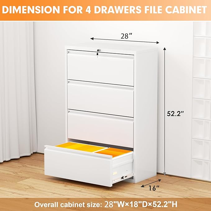 INTERGREAT 4 Drawer File Cabinet, Lateral File Cabinet - Image 3