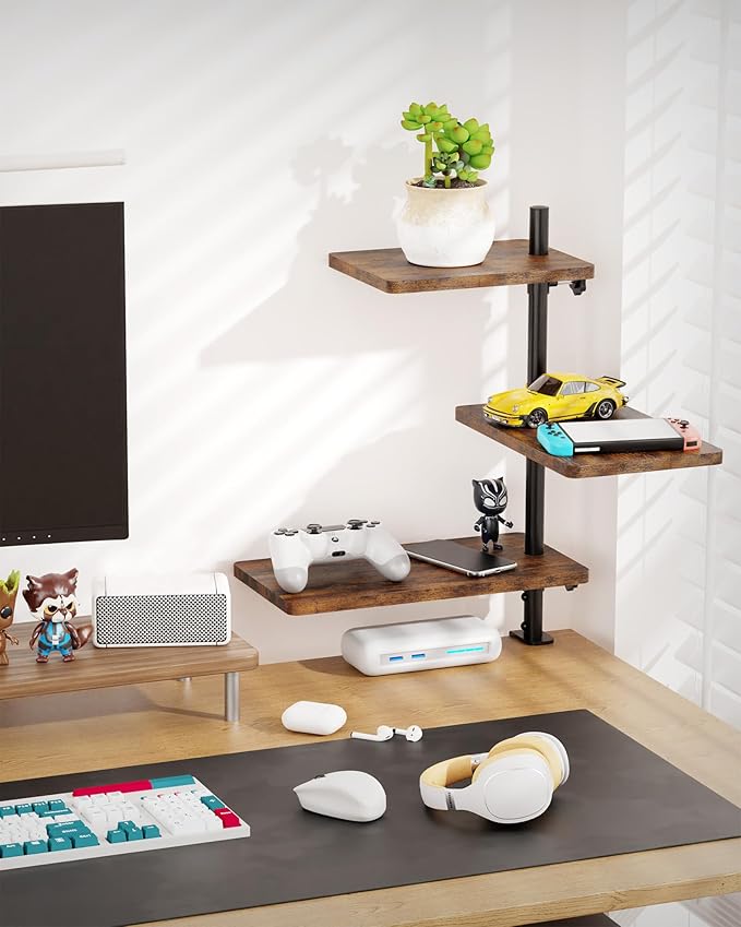 ART-GIFTREE 3 Tiers Clamp On Desk Shelf, 360¡ã Angle Adjustable Desktop Shelf - Image 8