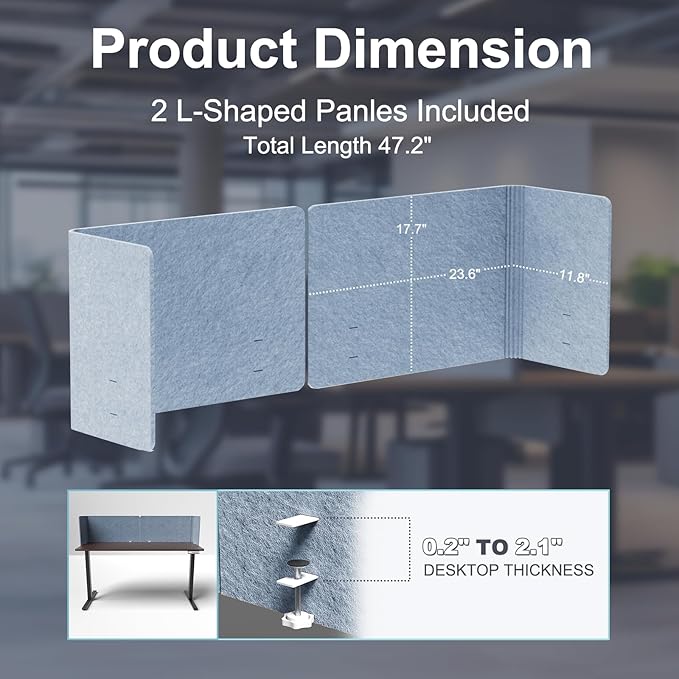 ERGO COLLECT Desk Privacy Panel, 2-in-1 Adjustable Acoustic Desktop Partition - Image 6