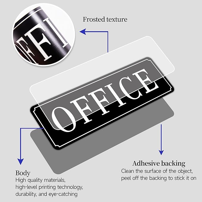 The Office Door Sign for Home and Business，Self-Adhesive Waterproof and - Image 3