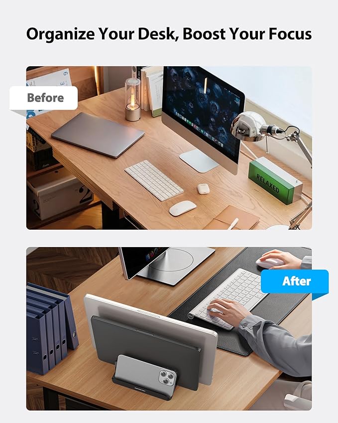 AboveTEK Vertical Laptop Stand Holder, 3 Slots Aluminum Desk Stand - Image 5