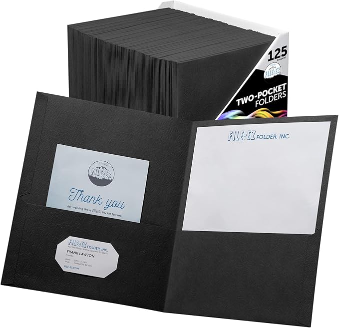 FILE-EZ Two-Pocket Folders, Textured Paper, Letter Size by FILE-EZ