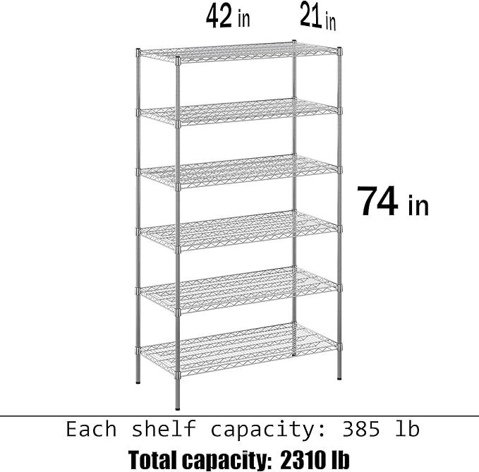 Regal Altair 21" Deep x 42" Wide x 74" Height Wire Shelving Kit | 6-Tier | NSF - Image 3
