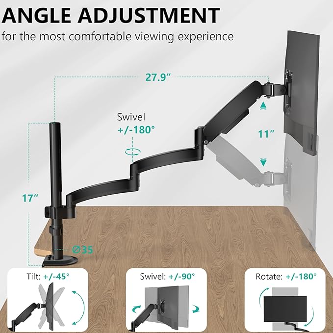 WALI Single Long Monitor Arm