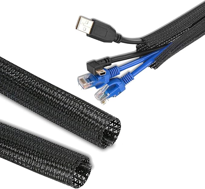 2pcs 5ft-3/4inch Black/White Cable Sleeve - Image 7
