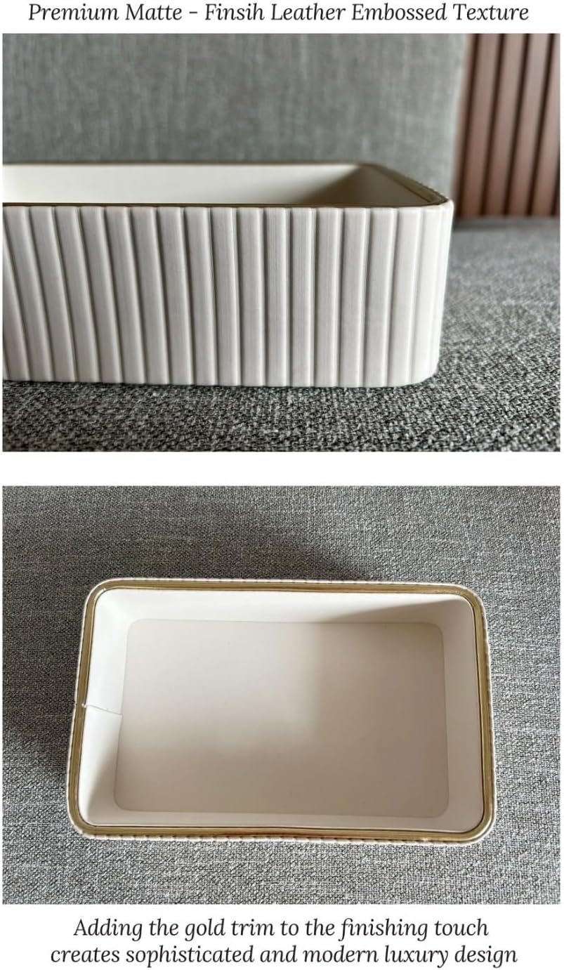 Vanity Tray for Women, Leather Rectangular Decorative Tray, Non-Slip Catch Al...