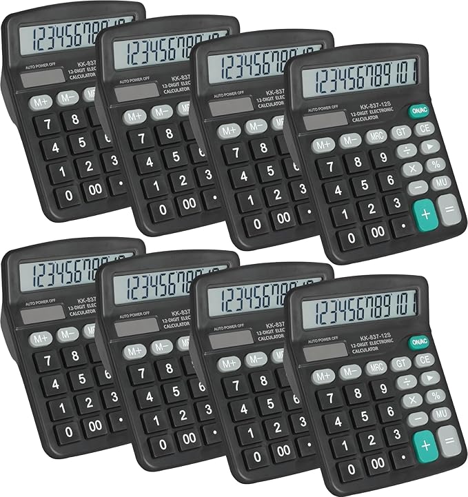8 Pack Calculator Bulk, 12 Digits Calculators Desktop by YesBes