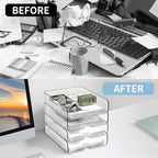 OUTIOE 4-Tier Paper Organizer for Desk, Stackable Desk Organizer Paper Tray - Image 3
