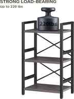 Homeiju Bookshelf, 3 Tier Industrial Bookcase, Metal Small Bookcase, Rustic - Image 7