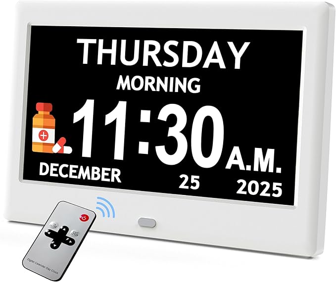 7'' Dementia Clock For Seniors, Large Display Digital Clock by Flyruit