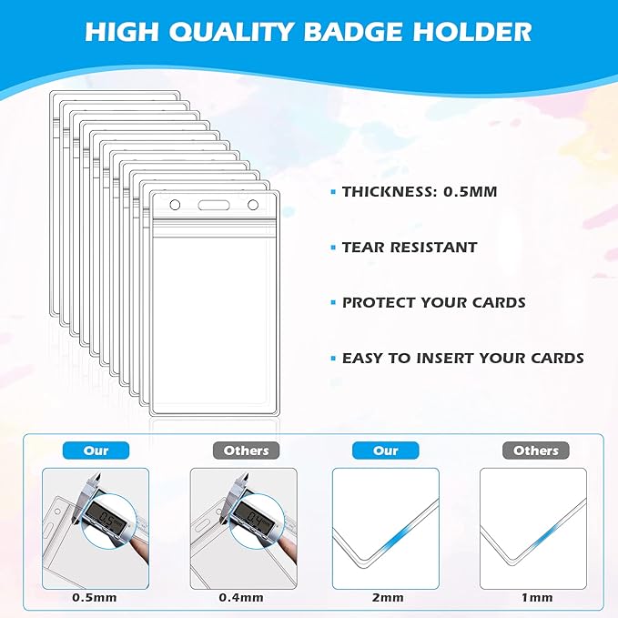 50Pcs ID Badge Holder Vertical Name Tag Holder Clear Plastic Name Badge ID Card - Image 4