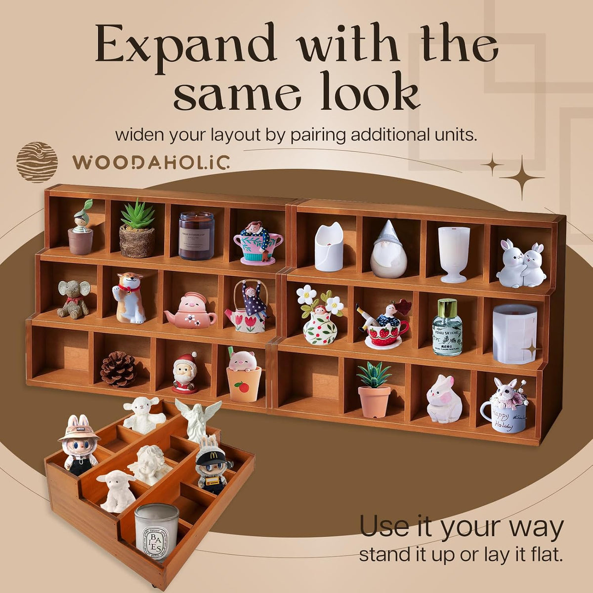 Wood 3-Tier Riser Stand Display Organizer – Versatile Tiered Desktop Shelf fo...