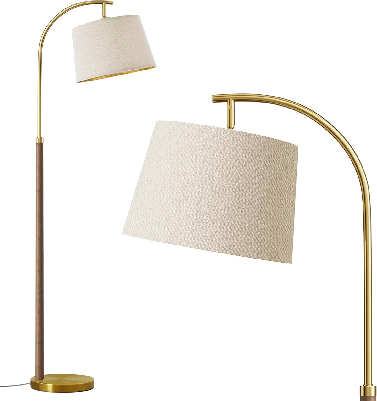 62.5" Wood Floor Lamps for Living Room with Foot Switch Tall Standing Lamp