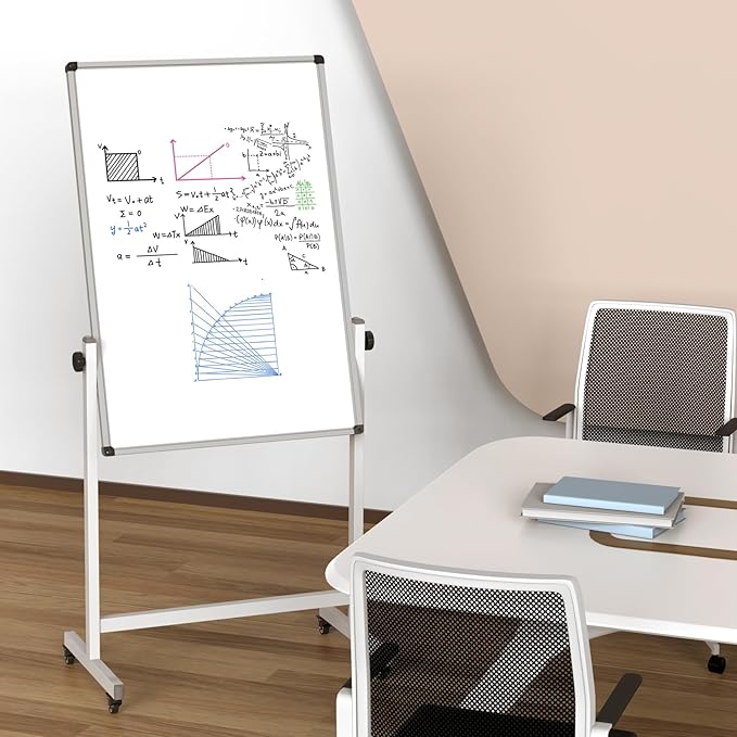 UIFER Rolling Whiteboard, 44 x 26 Double Sided Magnetic Dry Erase Board Height - Image 4