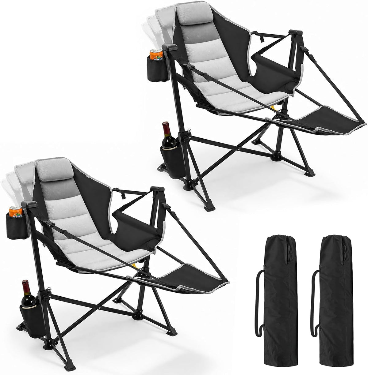 ZENPETIO Hammock Camping Chair with Footrest, 2PK Oversized Rocking Chairs