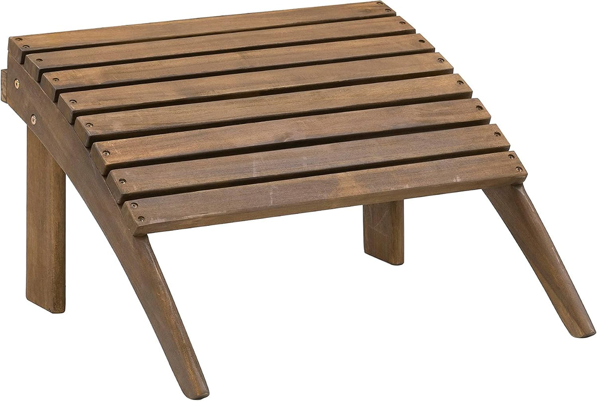 Linon Home Dcor Linon Adirondack Woodstock Ottoman, Teak Stain, Acorn, 21.6&q...