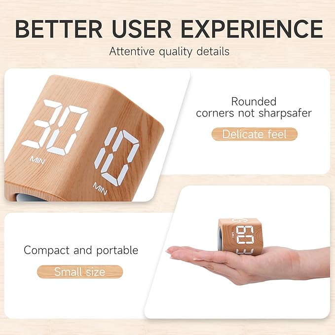 Exlliy Productivity Timer 1, 60 Minutes Preset, Desk Cube Timer - Image 4