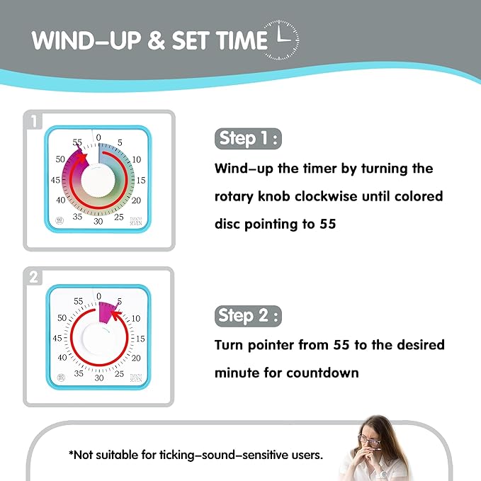 Visual Timer 7.5 inch; 60 Minute 1 Hour Countdown Timer - Image 3