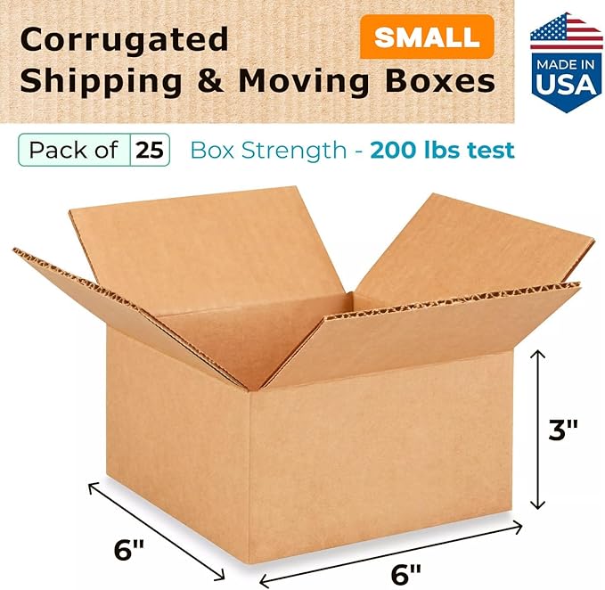 Small Moving & Shipping Boxes 6"L x 6"W x 3"H - Image 2