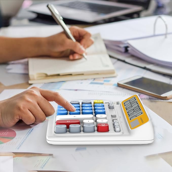 Desktop Calculator with Extra Large 5-Inch LCD Display, 12-Digit Two Way Power - Image 2