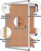 Mifuro 36"x24" Enclosed Bulletin Board, Lockable Weather-Resistant Aluminum - Image 3