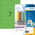 HERMA Self Adhesive Lever Arch File Labels, 7 Labels Per A4 Sheet, 140 Labels for Printers, Green, 192 x 38 mm (5094)
