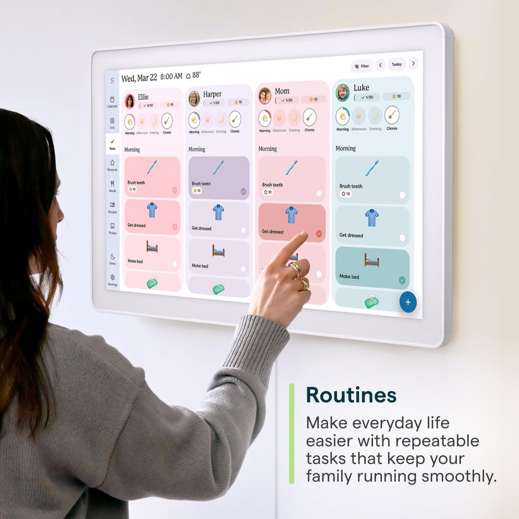 Skylight Calendar Max – 27" Digital Calendar & Chore Chart, Classic White | Family Organizer, HD Touchscreen Display, Wall Mountable, Portrait or Landscape, WiFi, Auto-Brightness