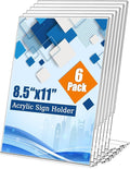 StyEdEk 6 Pack 8.5x11 Inch Acrylic Sign Holder Clear Plastic Table Paper by Unknown