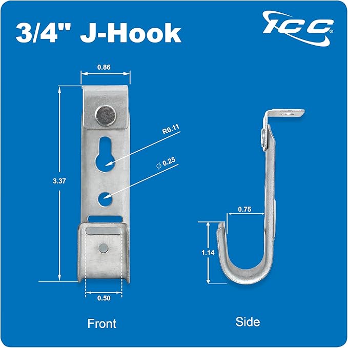 ICC Ceiling Mount J Hook 3/4” Without Retainer Clip - Image 8