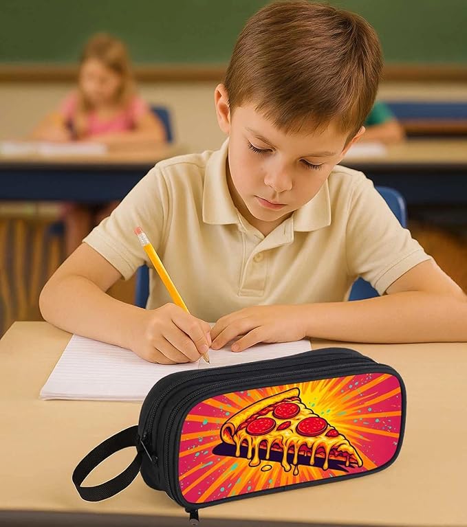 AnySmic Pizza Pencil Case for Boys Girls, Large Durable Pencil Pouch for Kids - Image 7