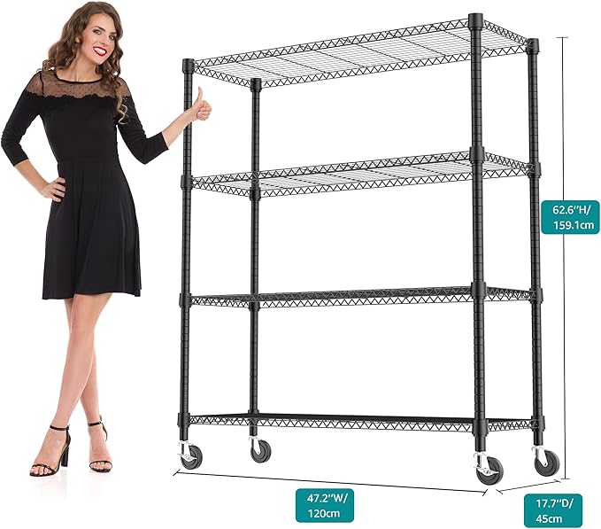 M MZG 4 Tiers Shelf 1400 lbs Steel Storage Shelving Utility Shelving Unit Steel - Image 3