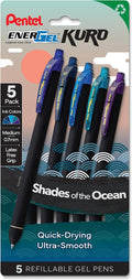 Pentel EnerGel Kuro Shades of the Ocean, Retractable Liquid Gel Pen by PentelofAmerica