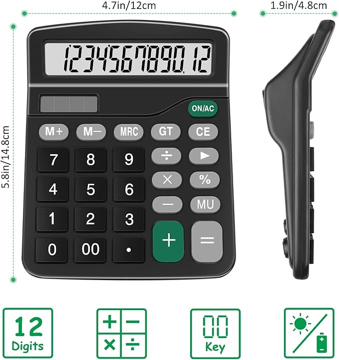 Calculators, Splaks 2 Pack Standard Functional Desktop Calculators Sola and AA - Image 4