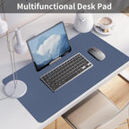 Bloss Grey Blue Desk Mat, Leather Desk Matt - Image 2