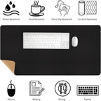 Bloss Black Desk Mat, Leather Desk Pad, Desk Matt - Image 3