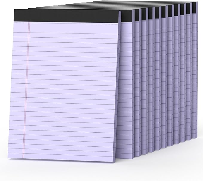 360 Sheets Purple Legal Pads 8.5" x 11" Pack of 12 Note Pads Wide Ruled Lined by Nichela