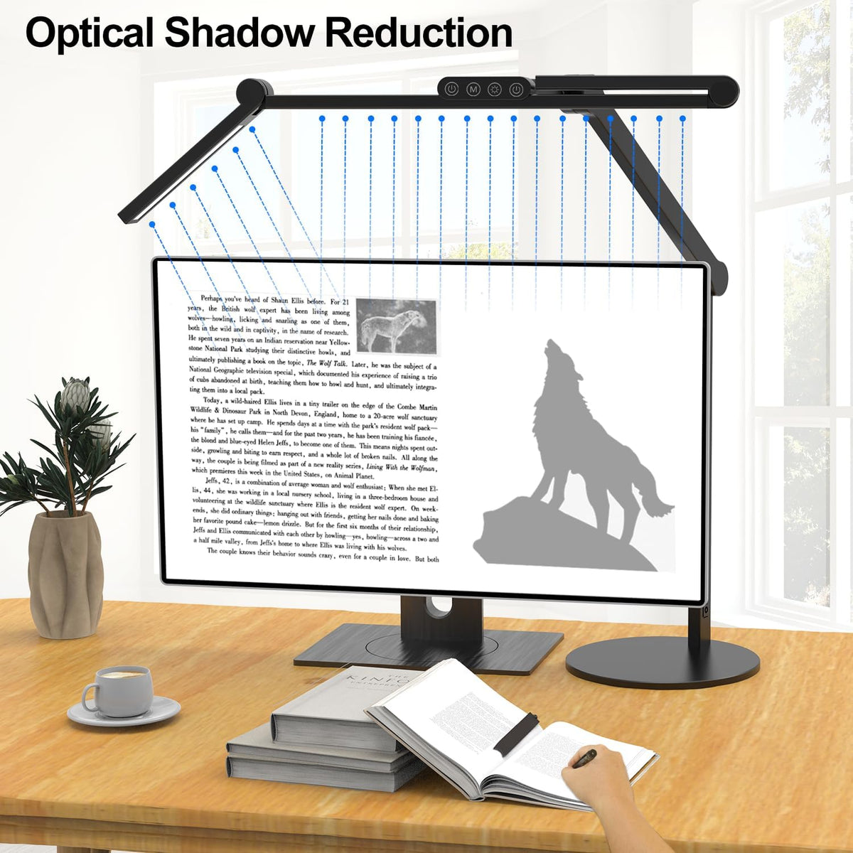 micomlan architect desk lamp with atmosphere lighting, adjustable showing dimensions