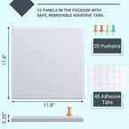 AKTOP White Cork Bulletin Board 47"x35", 12 Pack Removable Felt Cork Board Tiles - Image 3