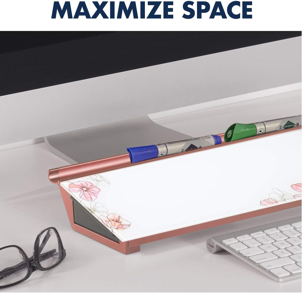 Quartet Glass Dry Erase White Board 18"W x 6"H, Compact Desktop Whi...