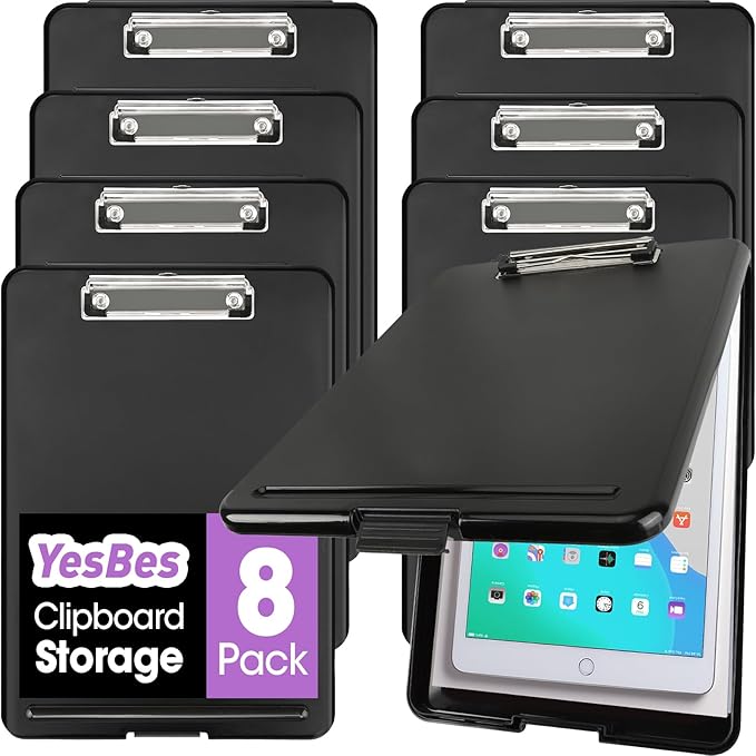 8 Pack Clipboard with Storage, High Capacity Storage Clipboard 8.5 x 11 with by YesBes